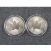 Image 1 : Lot of Two 2024 1 Oz 9999 Fine Silver Maple Leaves (2 Oz of Silver) - In Protective Capsules