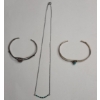 Image 1 : Sterling Silver Navajo Cuff Style Bracelets & Necklace - Total Weight: 19.8g