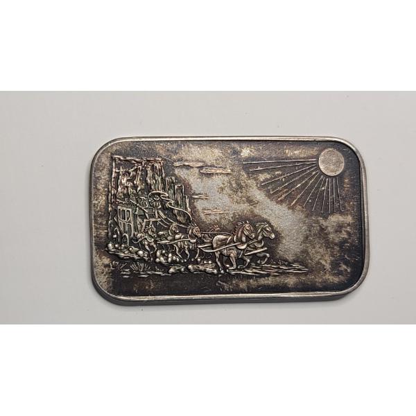 SilverTowne 1 oz .999 Fine Silver Art Bar -Stagecoach Motif
