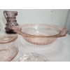 Image 5 : Lot of Assorted Glassware: Pink Depression Glassware, Hobnail Pitcher, Shell Punch Bowl & 12 Cups