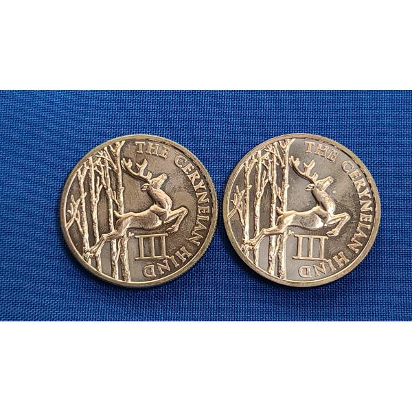 (2) 1 ADVP Oz .999 Fine Copper Rounds - The Ceryneian Hind 