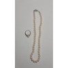 Image 2 : 14K White Gold Pearl Ring (Size 6) & Pearl Necklace With 14K White Gold Clasp - Ring Weight: 3.0g