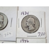 Image 3 : Four 90% Silver U.S. Washington Quarters 1946, 1934, 1947-S, 1946 FV: $1.00