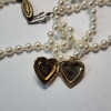 Image 4 : Two Fashion Necklaces: Gold-Tone Link & Pearl with Heart Locket