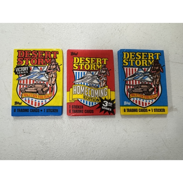 3 - 1991 Unopened Sealed Desert Storm Wax Packs - Mint Condition