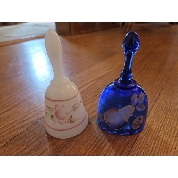 PICKUP IN CANTON -  Two Beautiful Fenton Glass Collectable Bells 