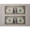 Image 1 : Two Consecutive Serial Number United States One Dollar Bills in Uncirculated Condition