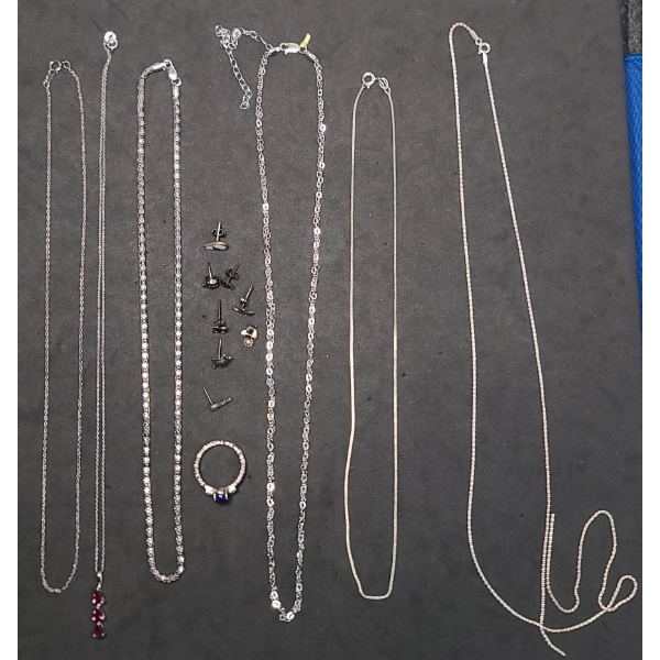 Sterling Silver Necklaces, Earrings & Ring - Weight: 23.9g