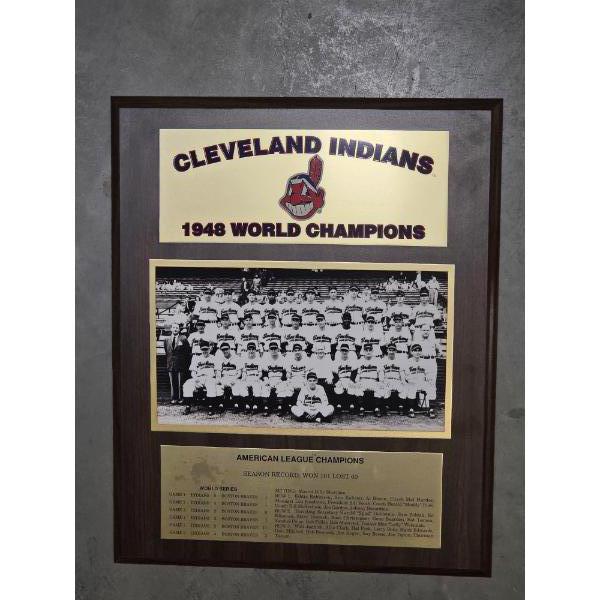  Excellent Condition 16''x13'' 1948 Cleveland Indians World Champs Plaque 
