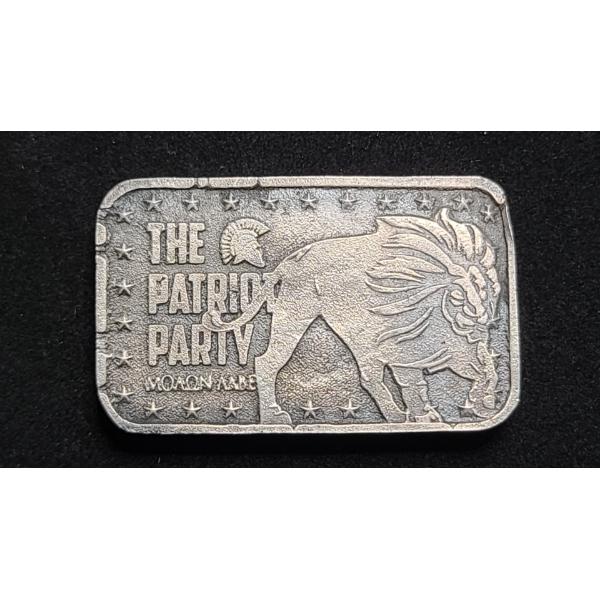 Rare "The Patriot Party, Molon Labe" 3.3 Troy Oz .999 Fine Silver Bar