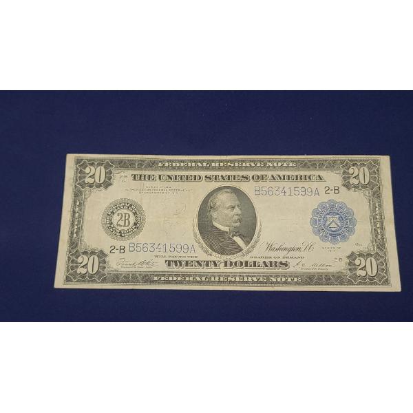 1914 $20 New York Federal Reserve Note White/Mellon FR#970 