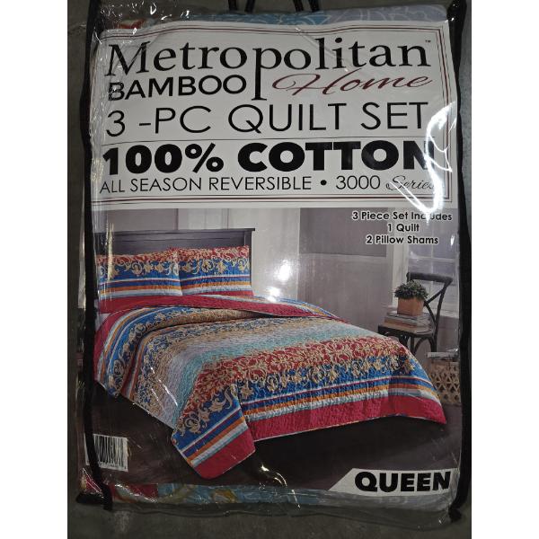 New Metropolitan Bamboo 3 Piece 100% Cotton All Season Quilt Set