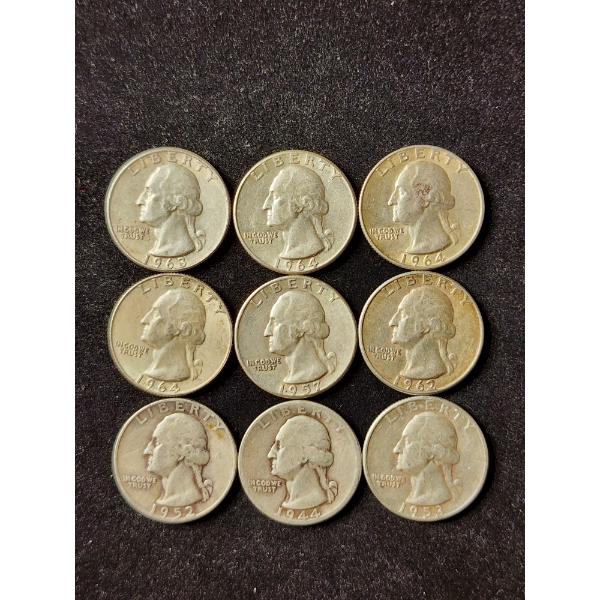 $2 Face Value in Assorted 90% Silver Washington Head Quarters 