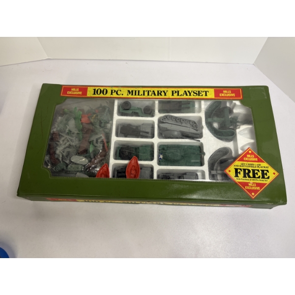 100 Piece Military Playset - Hills Exclusive - Tanks - Airplanes - Army Guys - Trees - Flag