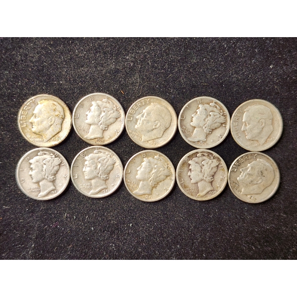$1 Face Value in Assorted 90% Silver Dimes All in Excellent Condition! 