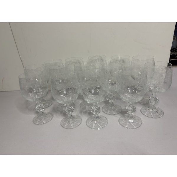 14 Crystal Wine Goblets - ~ 6 inches tall - Beautiful Glasses