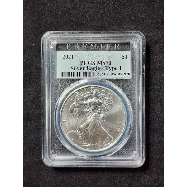 PCGS MS70 Graded 2021 Silver 1 Oz American Eagle Round ~ Type 1 Heraldic Eagle 