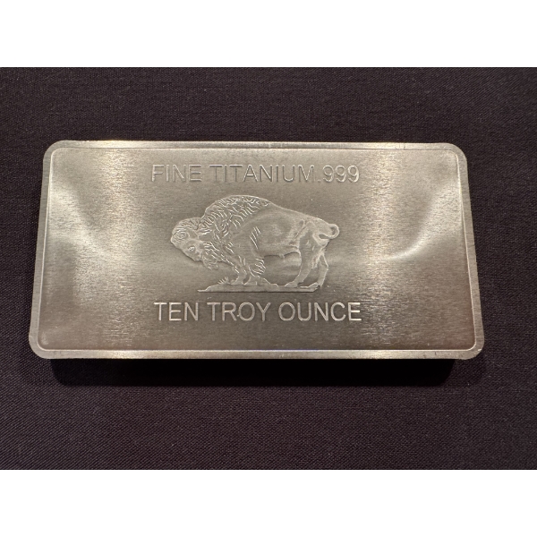 Buffalo Indian .999 Fine Titanium 10 Troy Ounce Bar - Mint Condition - Exceptional Piece