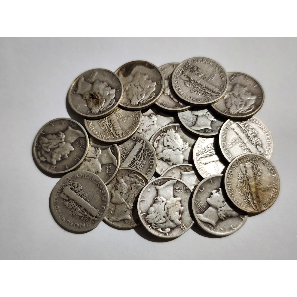 $2.00 Face Value in Assorted United States 90% Silver Mercury Dimes
