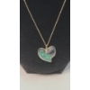 Image 2 : Glass Heart Shaped Pendant Filled With Small Emeralds On Gold Filled Chain - Chain Weight: 1.3g
