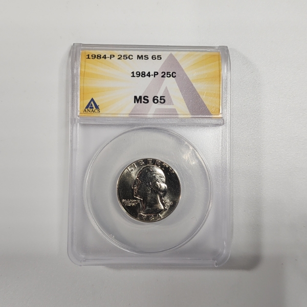 United States 1984-P Washington Quarter Graded by ANACS MS 65