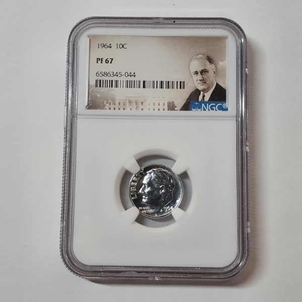 NGC Graded PF67 United States 1964 90% Silver Roosevelt Dime 