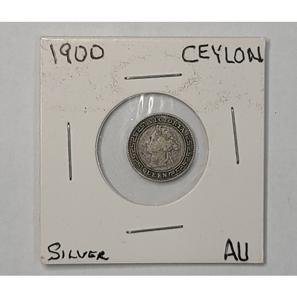 1900 Ceylon Queen Victoria 80% Silver Coin - ASW: 0.03oz