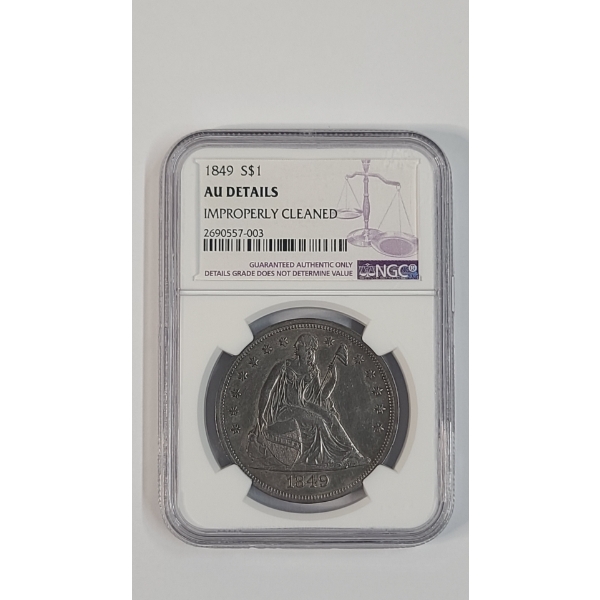 RARE AU Details (Improperly Cleaned) 1894 Liberty Seated 90% Silver Dollar