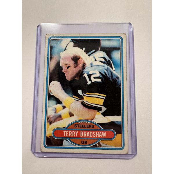 1980 Topps Terry Bradshaw Football Card In Protective Holder - Great Card