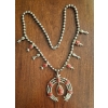 Image 1 : Shimmering 24" Southwestern Navajo Squash Blossum Necklace w Red Magnesite Stones & Large Naja