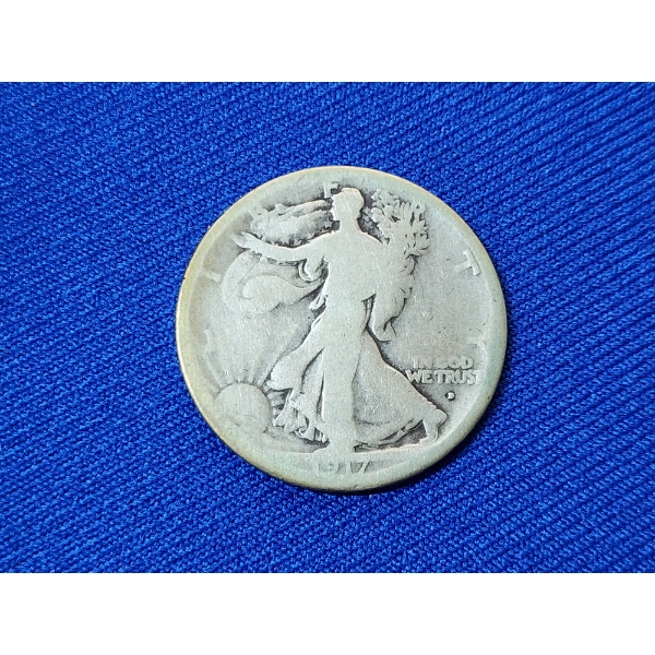 KEY DATE! 1917-D Obverse Mintmark Walking Liberty 90% Silver Half Dollar - Low Mintage: 765,400