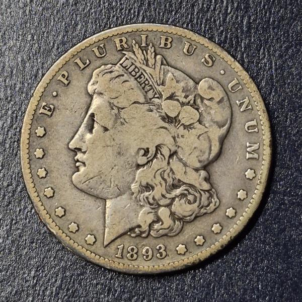 SPECIAL OFFERING - RARE RARE RARE - AUTHENTICATED 1893 S  MORGAN SILVER DOLLAR - OPPORTUNITY KNOCKS 