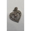 Image 2 : 10K White Gold Necklace (Damaged) With 10K White Gold Heart Pendant With Diamonds - Weight: 2.7g