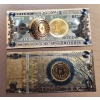 Image 1 : 2 Pcs -  Pure 24k .999 Gold Foil BITCOIN CRYPTO Notes  - Each Mint Condition - Pure Gold Laminated