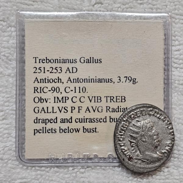 Trebonianus Gallus 251-253 AD Antioch Antoninianus 35% Silver Coin - 1.3265g ASW