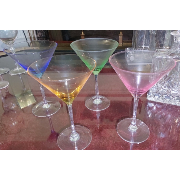 Set Of 4 Colored Martini Glasses - See Pictures