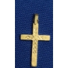 Image 1 : 14K Gold Floral Chased Cross Pendant - Weight: 0.6g