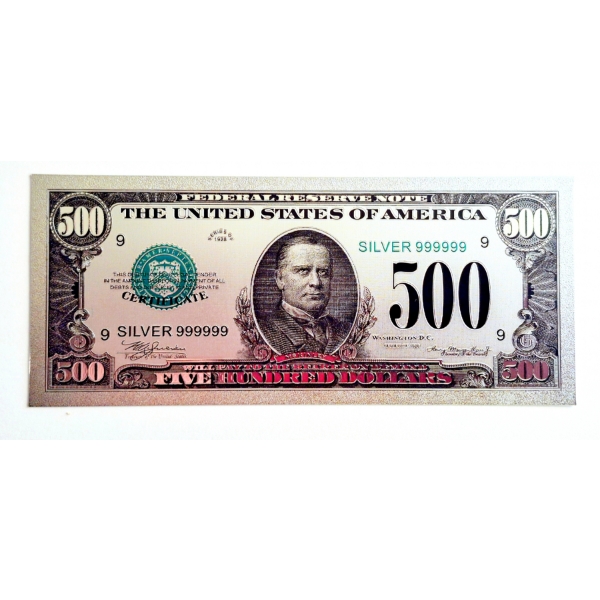 1934 US "$500 " SILVER Foil Note - PURE 24k (.999) SILVER Foil They weigh approximately 3 - 4 grams