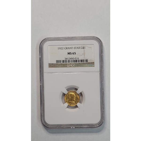 NGC 1922-P MS65 GRANT-STAR Gold Commemorative Dollar - AGW: 0.0484oz