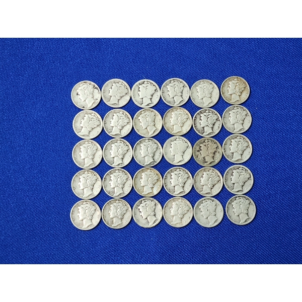 Lot of Assorted Mercury Silver Dimes - FV: $3.00