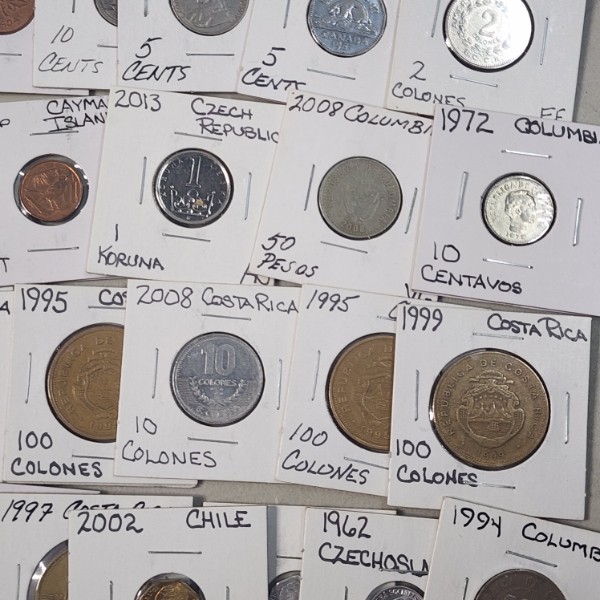 Large Lot of over 60 Assorted World Coins: Canada, Czech Republic