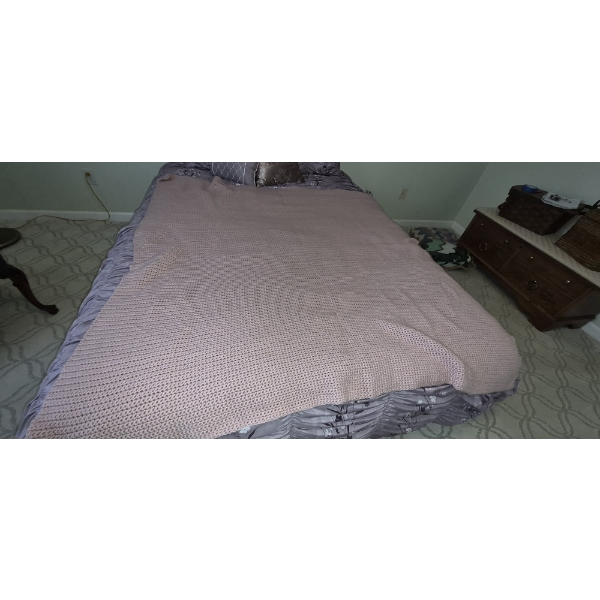 PICKUP IN NORTHFIELD - Pink Knitted Quilt As Shown 58" x 60" - See Pics