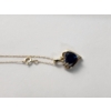 Image 3 : Beautiful 10K Gold Heart Necklace with Blue and Clear Stones - 18in - 1.7g
