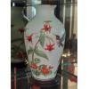 Image 1 : 11 1/2"  Porcelain Humming Bird Floral Vase - Design Continues Completely Around - Both Sides Shown 