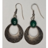 Image 1 : Sterling Silver Tribal Style Dangle Earrings With Malachite -Total Weight: 6.7g