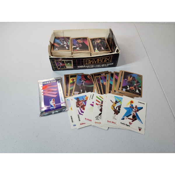 Large Lot of Skybox 1991 Basketball Cards Including One Sealed 91-21 Season Pack 