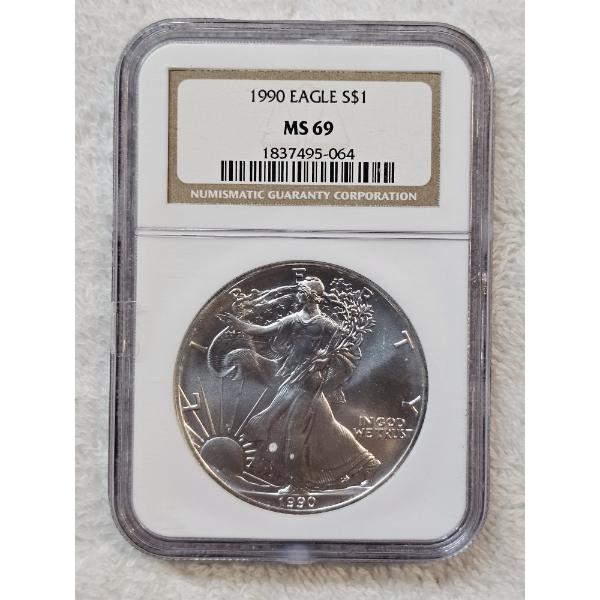 NGC MS69 Graded "1990" Silver 1oz. Eagle