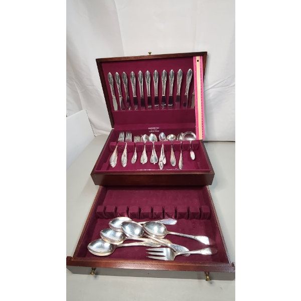 Assorted Silverplated Flatware & Storage Box - Over 7 lbs 