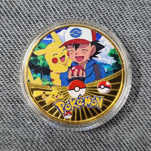 Commemorative Pokemon Coin Featuring Ash & Pikachu