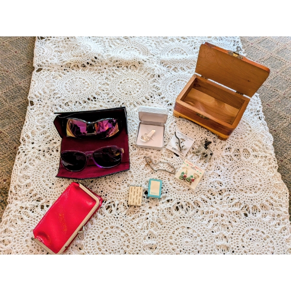Costume Jewelry Box, Coin Purse, New Sparkling Butterfly Clips, Sunglasses